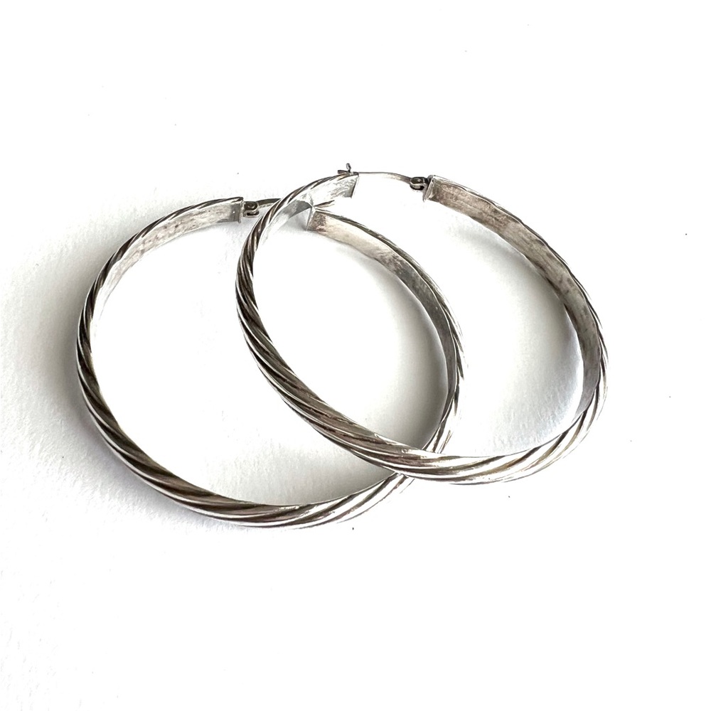 Vintage Sterling Silver twist Hoop Earrings